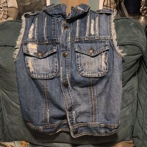 Free People Blue Denim Vest